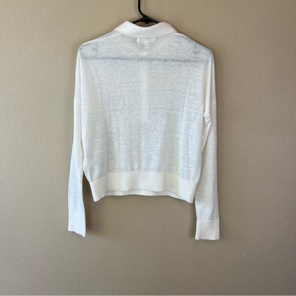 banana republic linen blend long sleeve johnny collar shirt iced vanilla - Picture 3 of 10